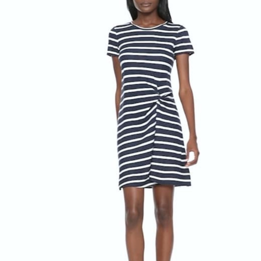NWT Stripe Soft Ponte Twist-Front T-shirt dress